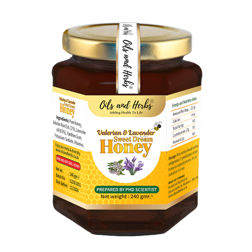 Oils & Herbs - Raw Valerian & Lavender Mixed Honey - 240g