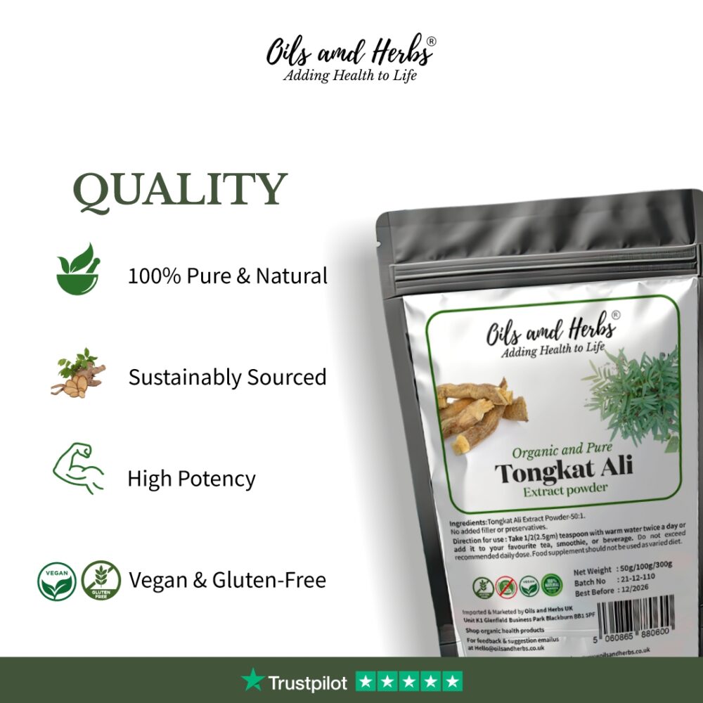 Oils & Herbs - 100% Organic Tongkat Ali Extract Powder - 50g Powder