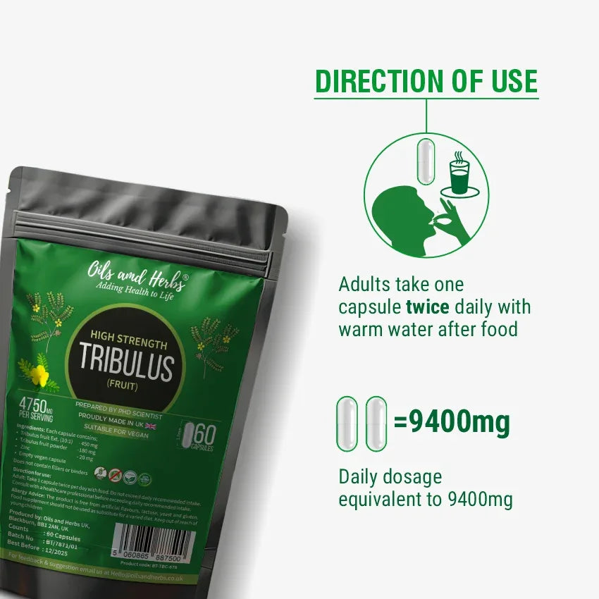 Oils & Herbs - Tribulus Terrestris Herbal Capsules – Plant-Based Supplement - The Wellness Store®