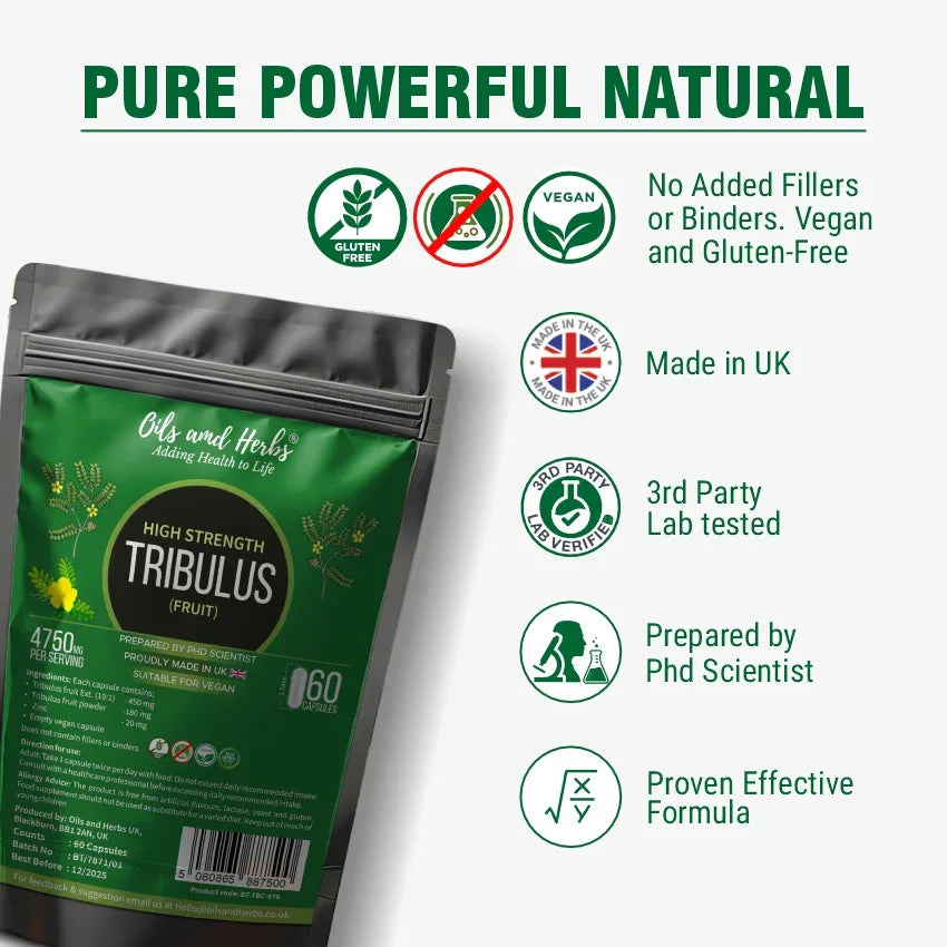 Oils & Herbs - Tribulus Terrestris Herbal Capsules – Plant-Based Supplement - The Wellness Store®