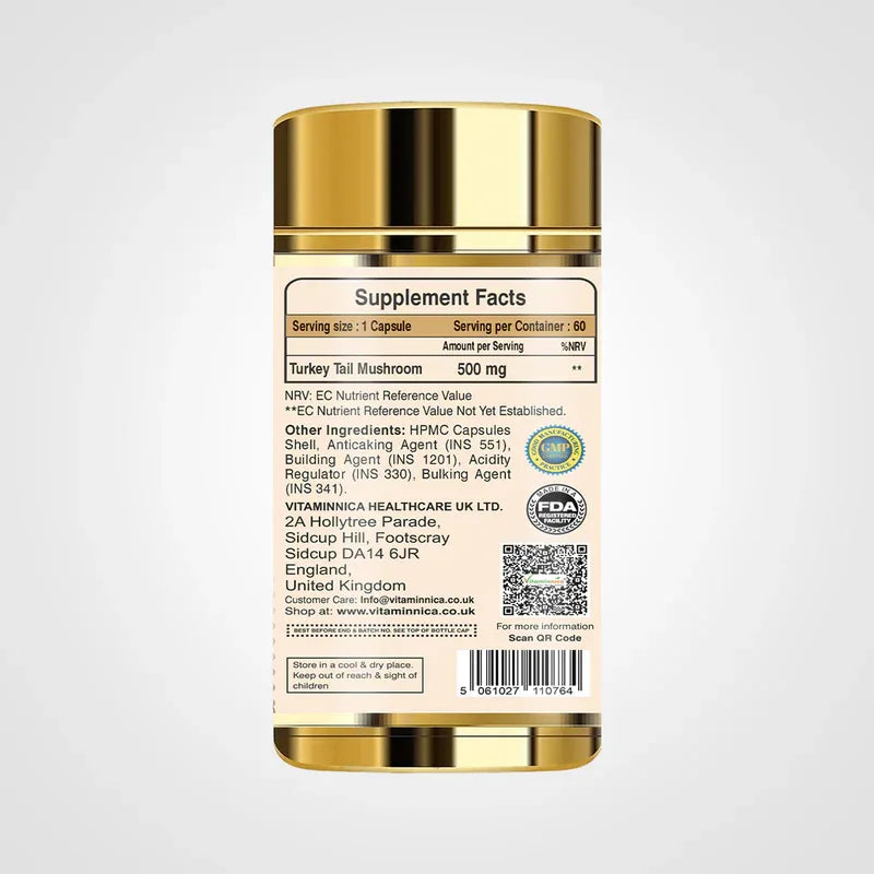 Vitaminnica Turkey Tail Mushroom- 60 Capsules - The Wellness Store®