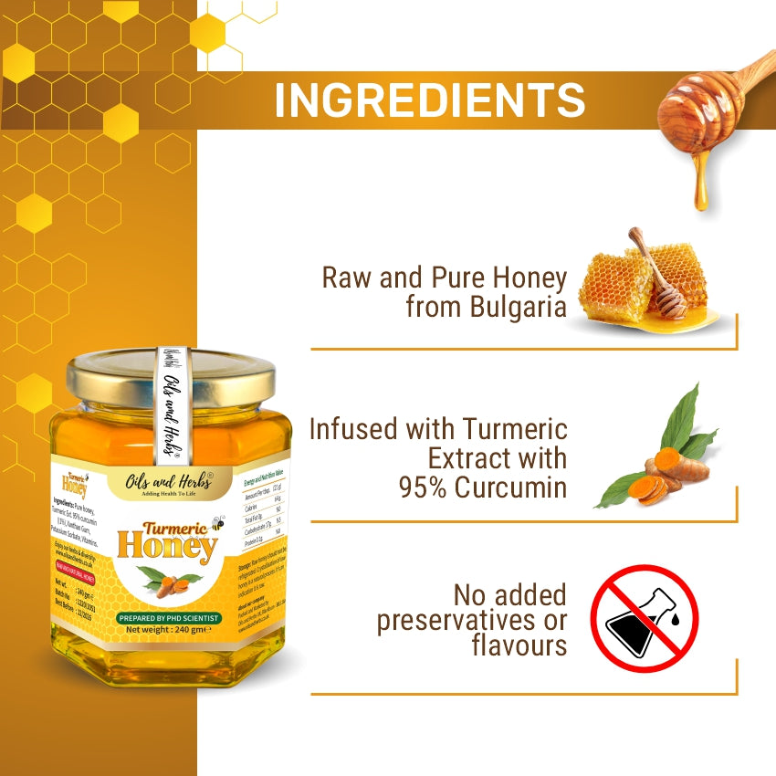 Oils & Herbs - Turmeric Honey with 95% Curcumin - 240g