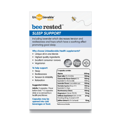 Unbeelievable Health - Bee Health – Bee Rested Sleep Support – 20 Capsules