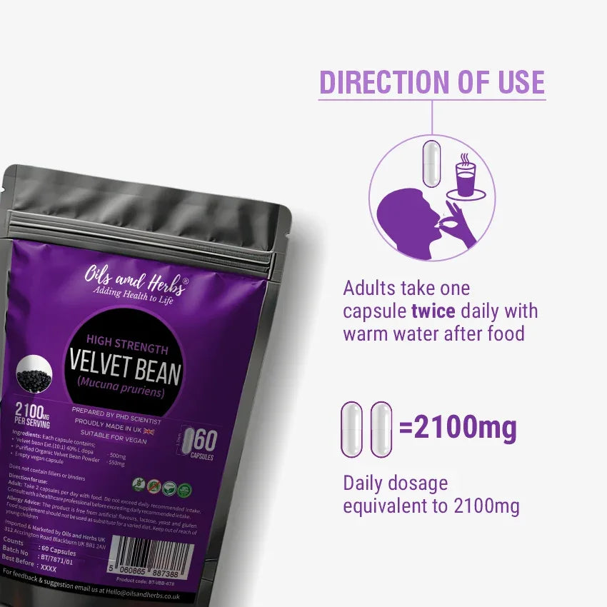 Oils & Herbs – Velvet Bean Herbal Supplement Capsules – Plant-Based Formula - The Wellness Store®