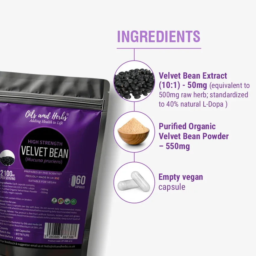 Oils & Herbs – Velvet Bean Herbal Supplement Capsules – Plant-Based Formula - The Wellness Store®