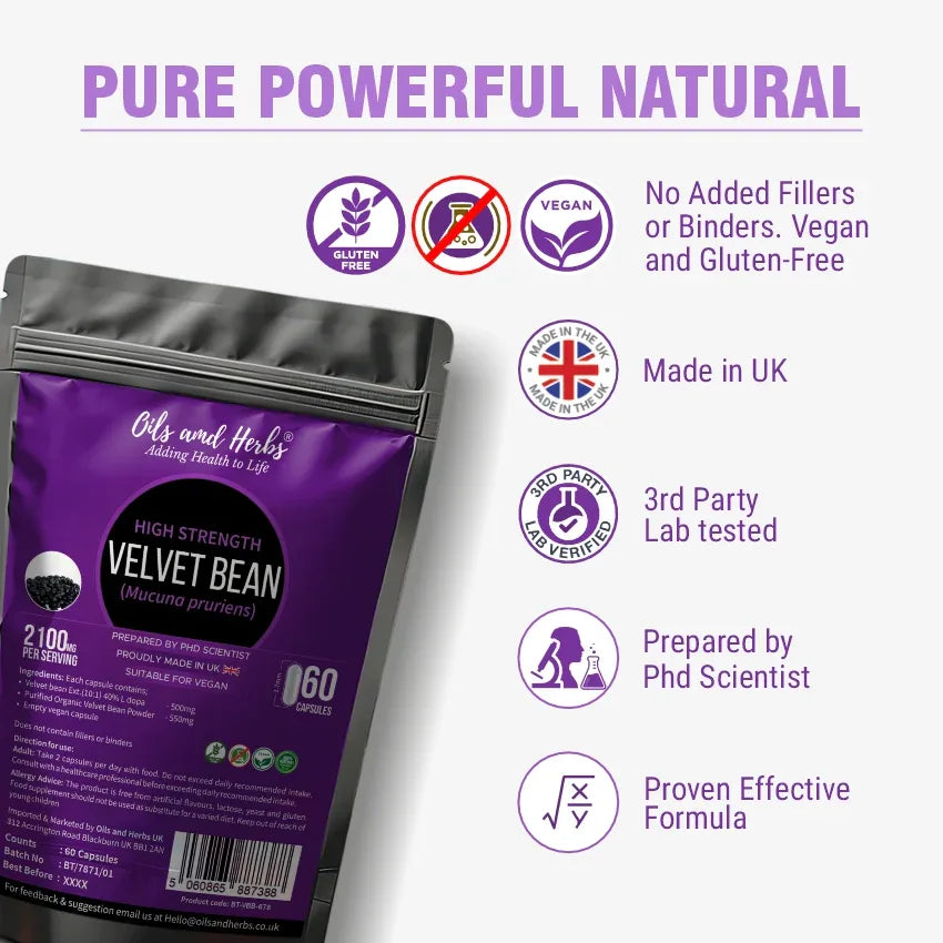 Oils & Herbs – Velvet Bean Herbal Supplement Capsules – Plant-Based Formula - The Wellness Store®