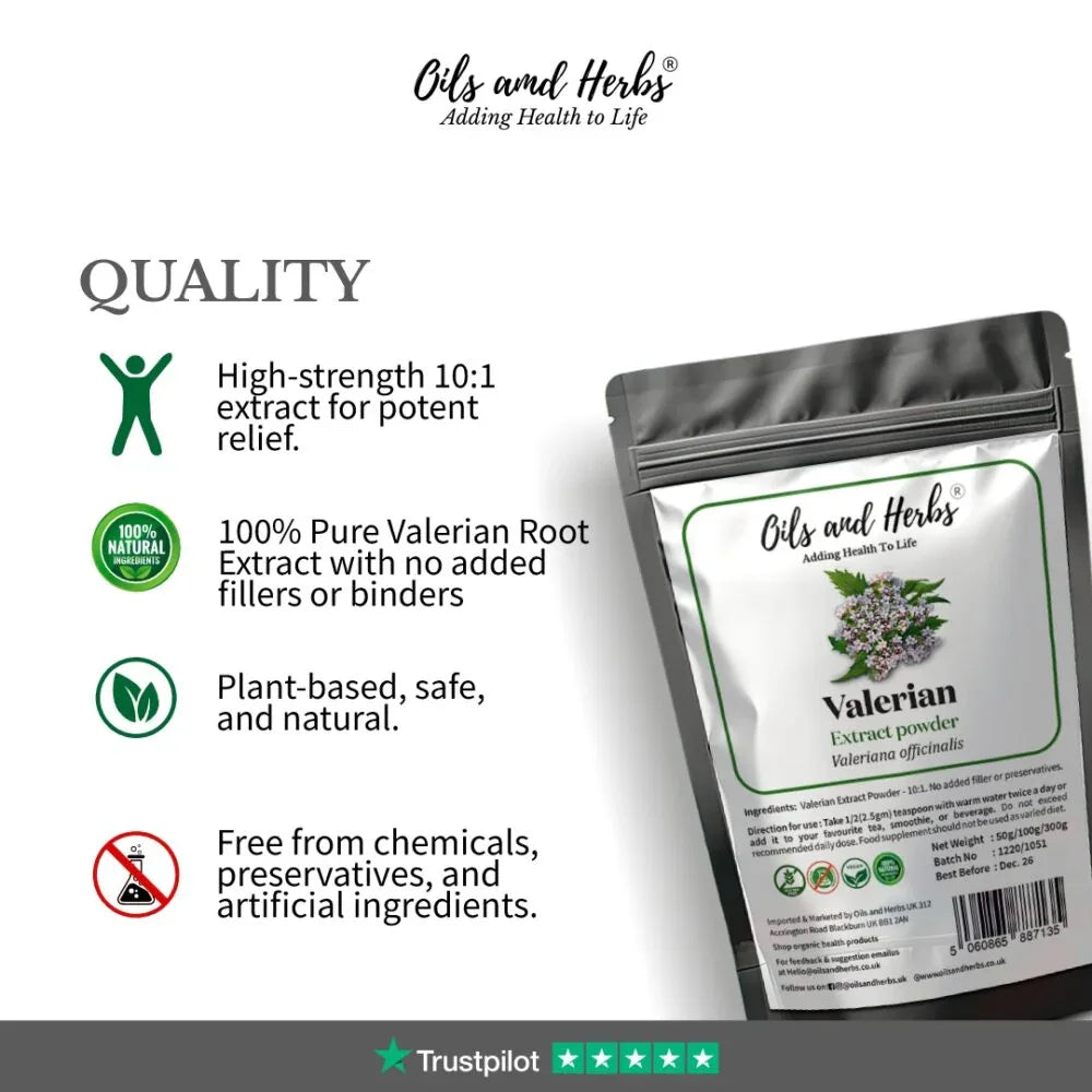 Oils & Herbs - Organic Valerian Extract Powder 10:1 – Herbal Ingredient - The Wellness Store®