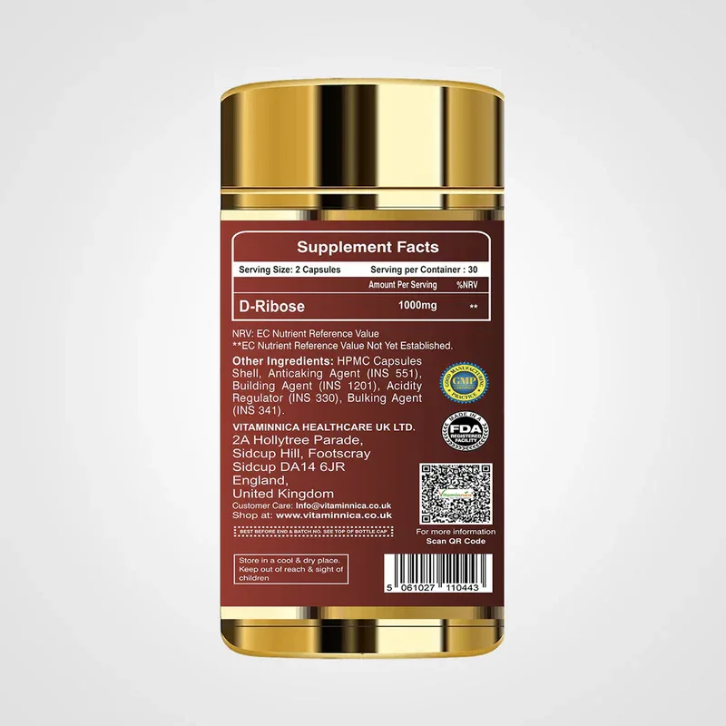 Vitaminnica Vita Bose D-Ribose- 60 Capsules - The Wellness Store®