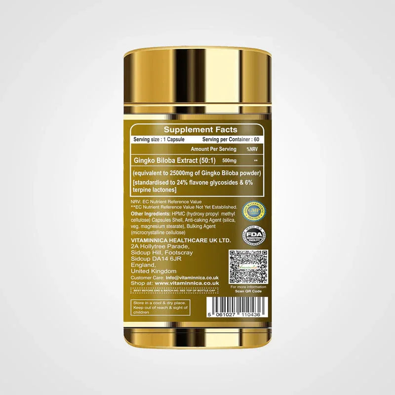 Vitaminnica Vita Gingko 500mg- 60 Capsules - The Wellness Store®