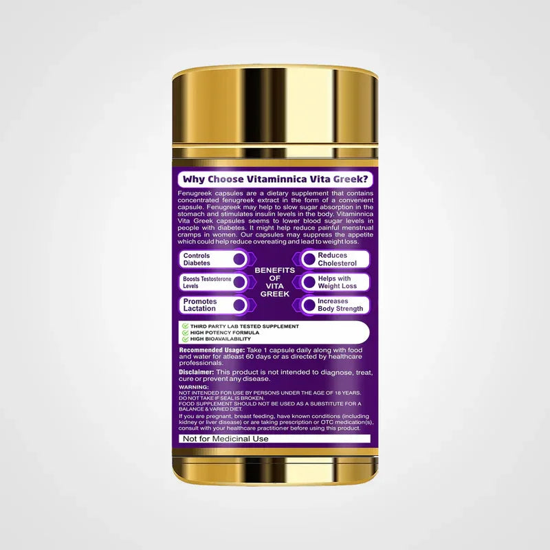Vitaminnica Vita Greek- Fenugreek 60 Capsules - The Wellness Store®