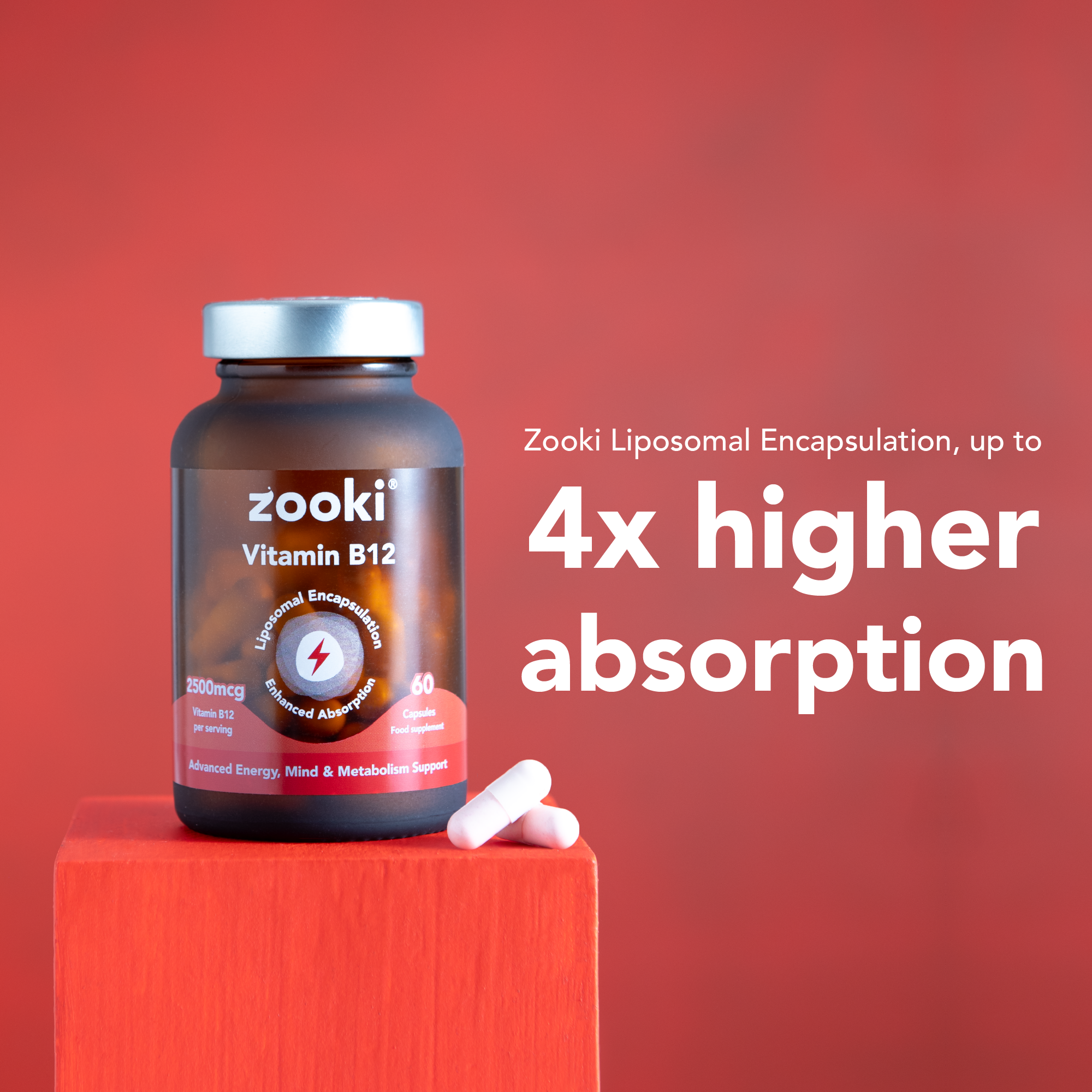 Zooki - Vitamin B12 2500mcg Liposomal - 60 Vegan Capsules