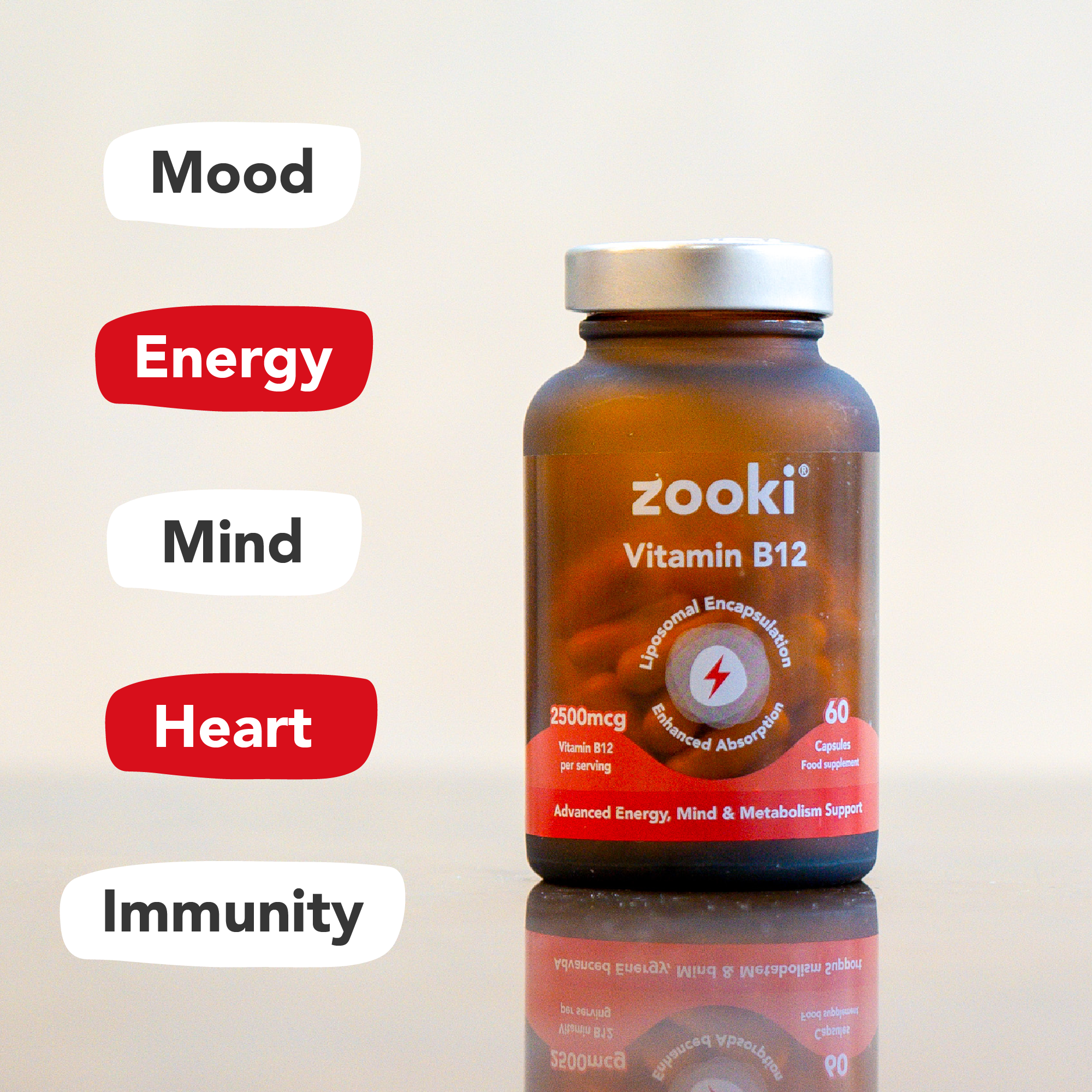 Zooki - Vitamin B12 2500mcg Liposomal - 60 Vegan Capsules
