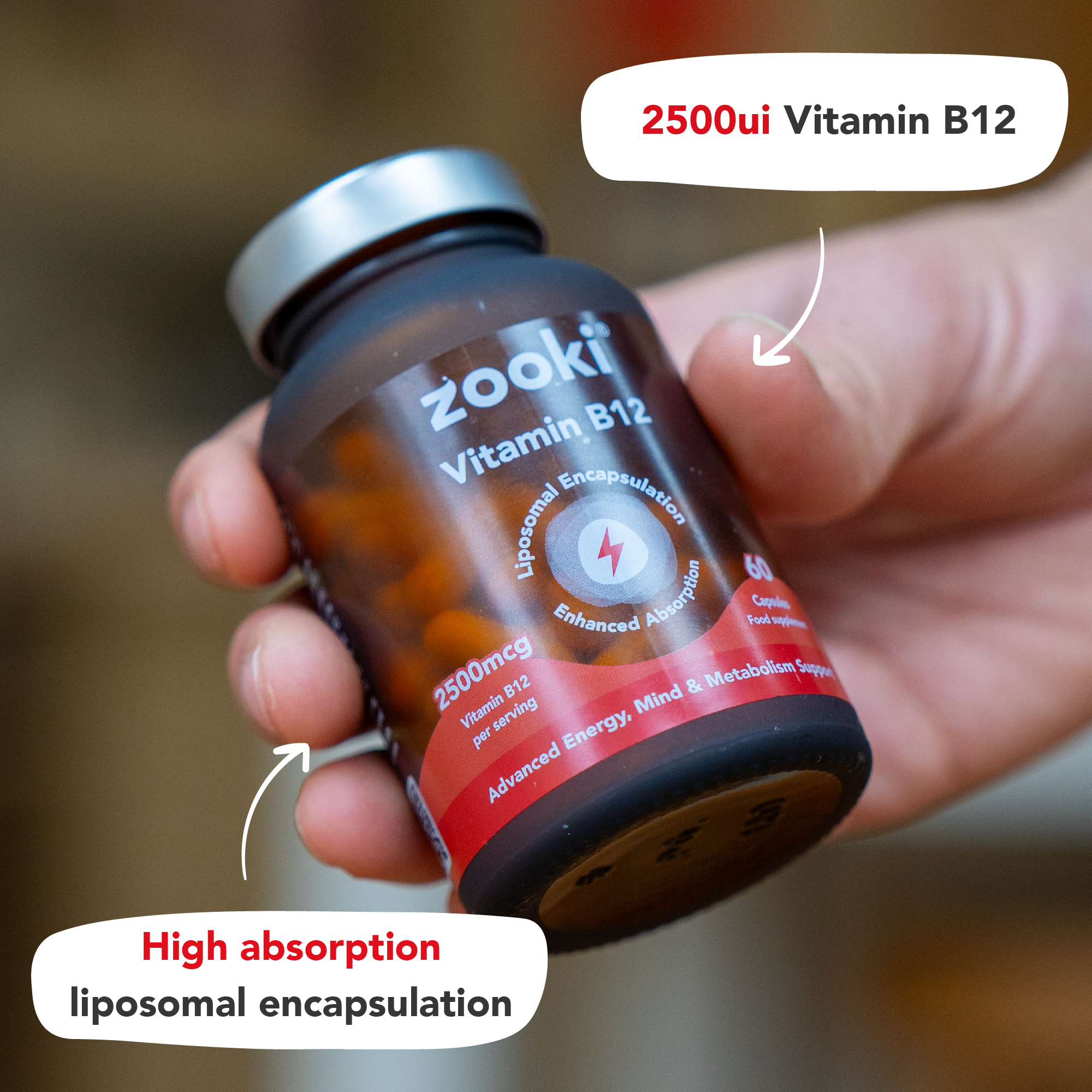 Zooki - Vitamin B12 2500mcg Liposomal - 60 Vegan Capsules