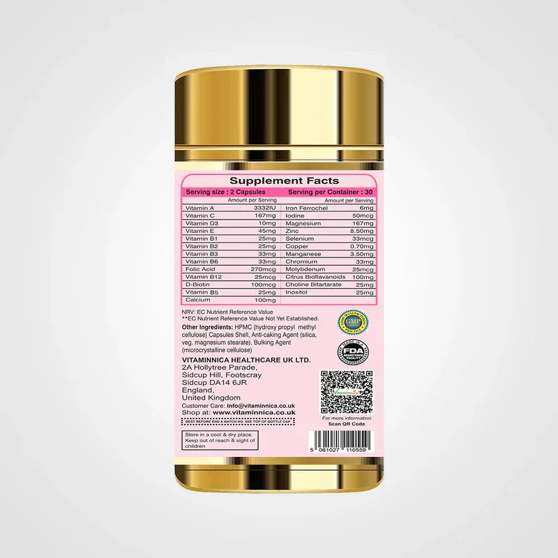 Vitaminnica Vita Natal Prenatal for Pregnancy- 60 Veg Capsules - The Wellness Store®
