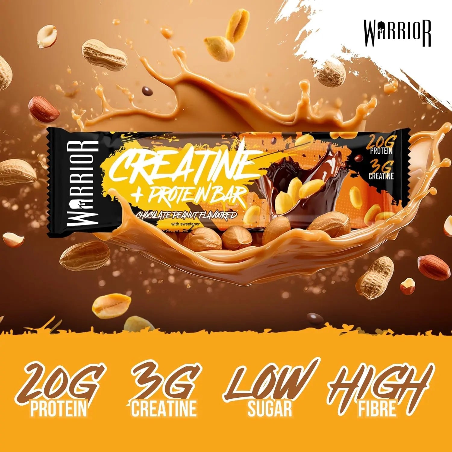 Warrior - RAW Creatine Protein Bar – Chocolate Peanut 75g - 1 Bar