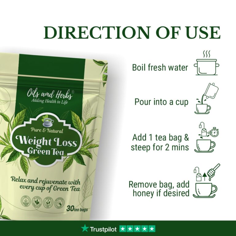 Oils & Herbs – Natural Weight Loss Green Tea – 30 Tea Bags
