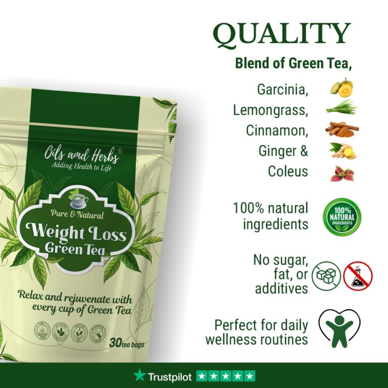 Oils & Herbs – Natural Weight Loss Green Tea – 30 Tea Bags