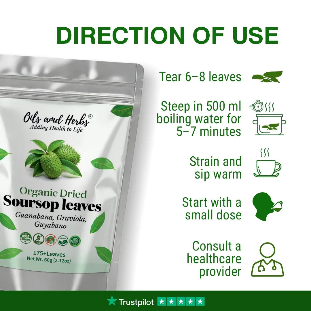 Oils & Herbs – Natural Soursop Dried Leaves & Tea Bags – Herbal Tea Form - The Wellness Store®