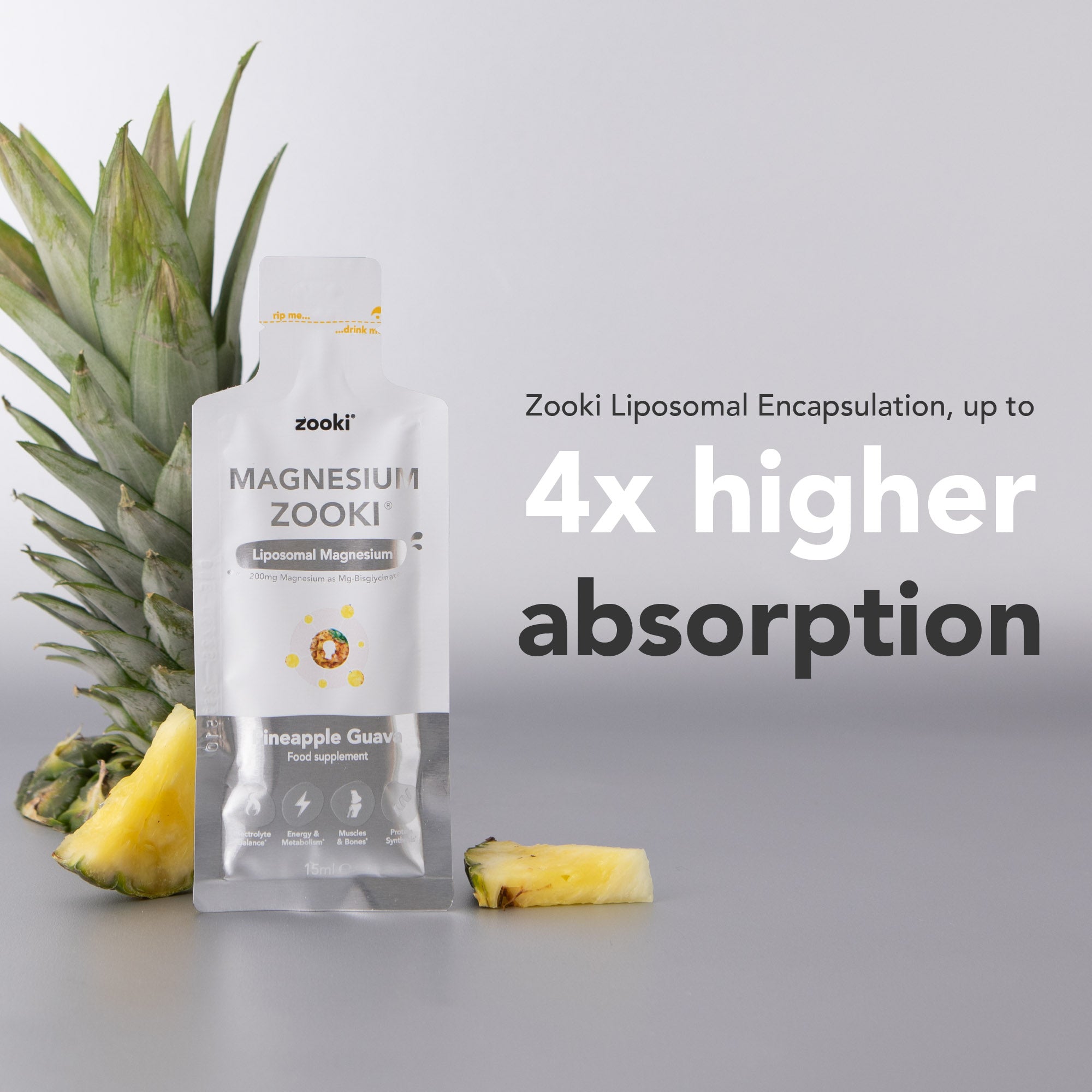 Zooki - Magnesium 1500mg Liposomal Magnesium Bis-Glycinate - Liquid Sachets