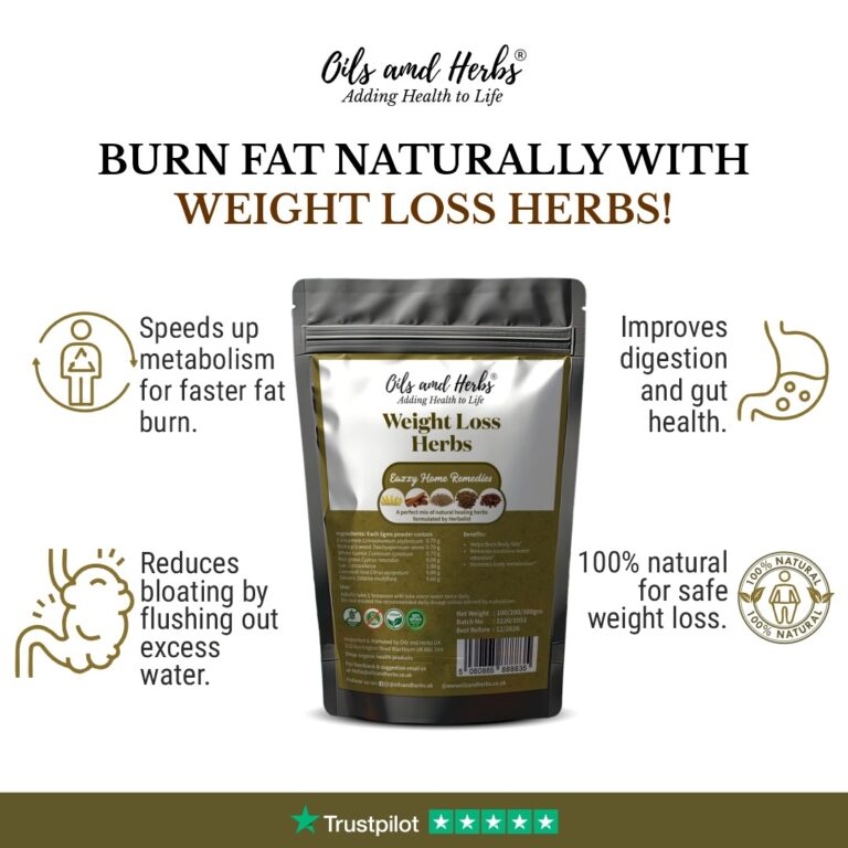 Oils & Herbs - Weight Loss Herbs - Mixture of 5 Effective Herbs - 500mg Powder