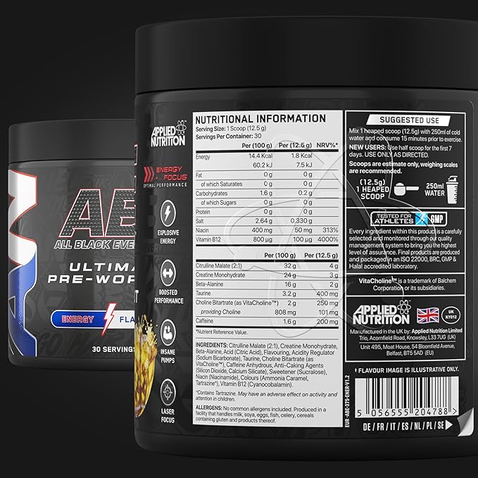 Applied Nutrition - ABE All Black Everything - Ultimate Pre-Workout Powder - 375g