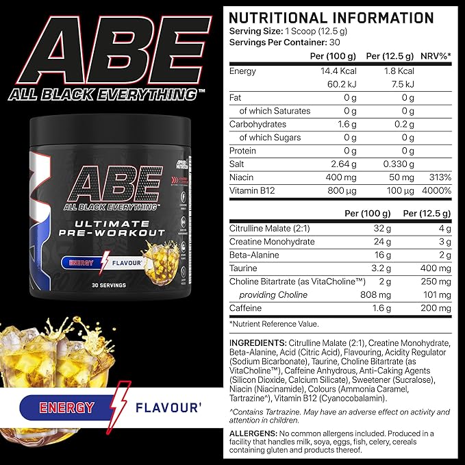Applied Nutrition - ABE All Black Everything - Ultimate Pre-Workout Powder - 375g