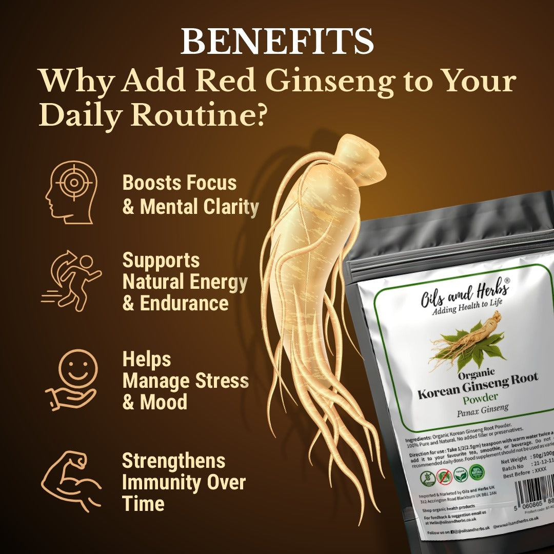 Oils & Herbs – Organic Korean Ginseng Extract Powder 20% Ginsenosides – 100gm
