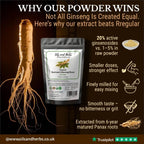 Oils & Herbs – Organic Korean Ginseng Extract Powder 20% Ginsenosides – 100gm