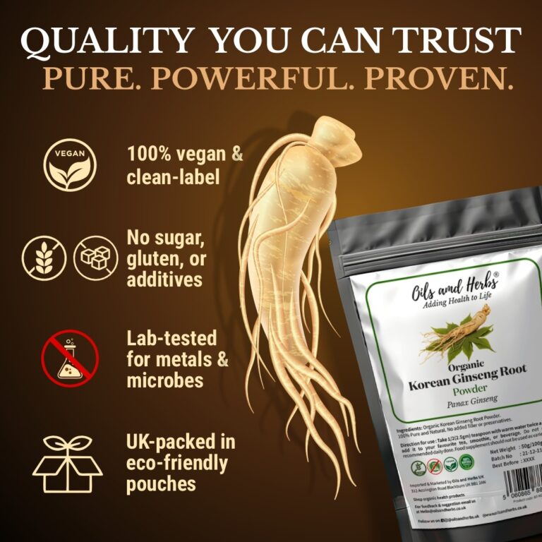 Oils & Herbs – Organic Korean Ginseng Extract Powder 20% Ginsenosides – 100gm