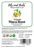 Oils & Herbs - 100% Organic Maca Root Extract Powder - 50g Powder