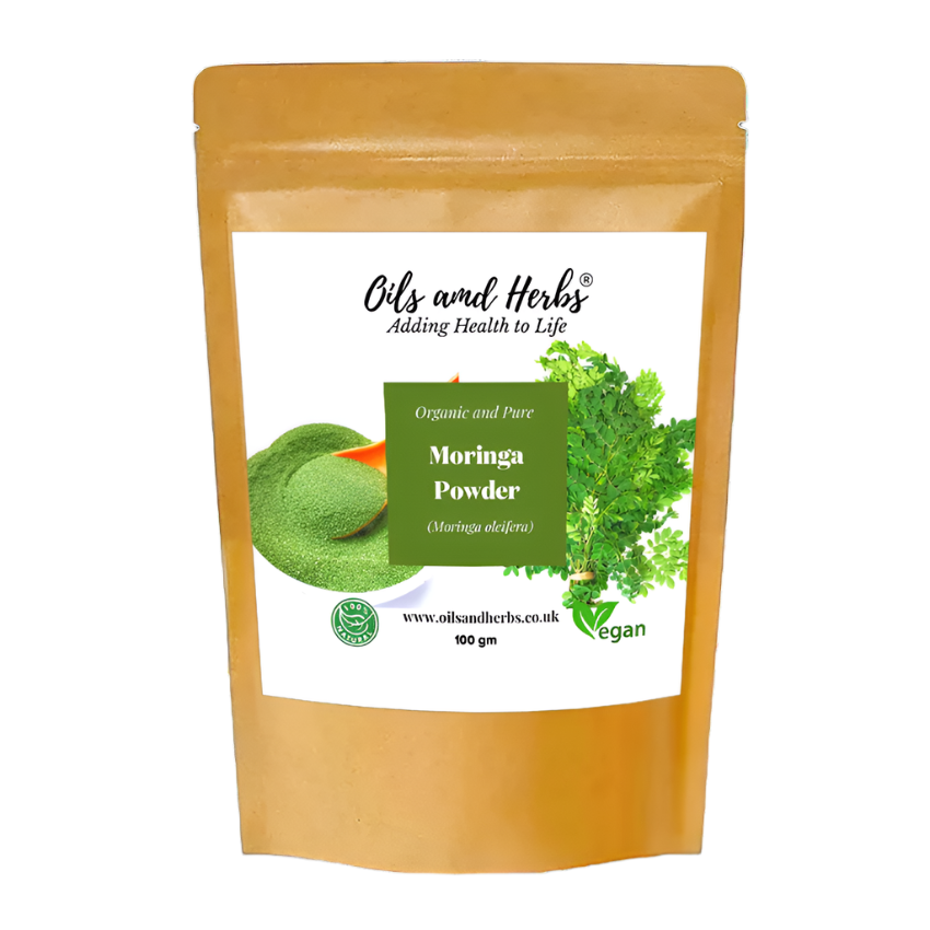 Oils & Herbs - 100% Organic Green Moringa Powder - 100g Powder