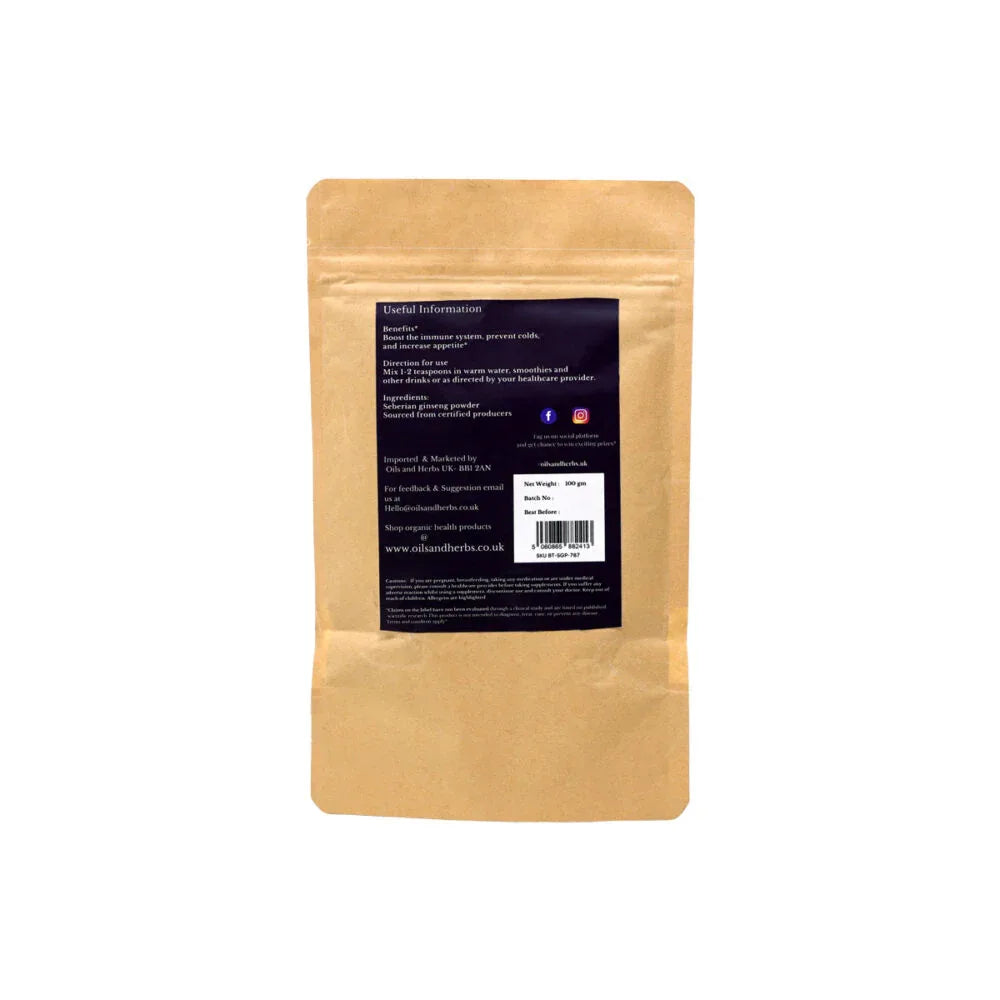 Oils & Herbs – Siberian Ginseng Powder – Eleutherococcus Senticosus – 100% Pure, Clean & Natural - The Wellness Store®